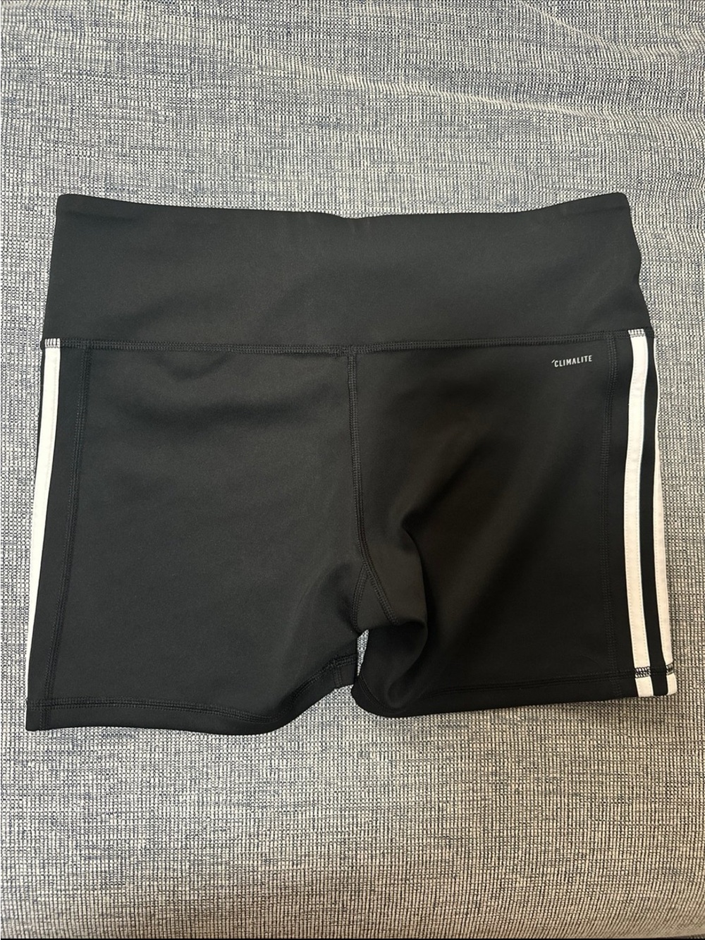 adidas Black Bike Shorts with White Side Stripes - Picture 3 of 3